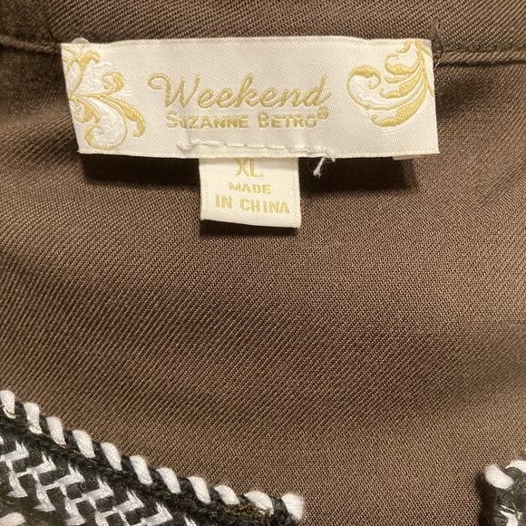 Boho embroidered JACKET COVERUP Weekend by Suzanne Betro olive black white - Picture 8 of 9